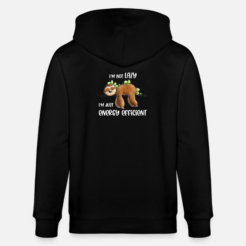 Faultier Spruch Lazy Energy Efficient - Stanley/Stella Unisex Bio-Kapuzenjacke CULTIVATOR  - Schwarz