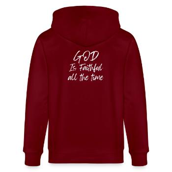 God is Faithfull all the time. - Stanley/Stella CULTIVATOR  Unisex Organic Hooded Jacket - burgundy - Back - Anna (173cm)