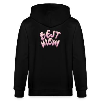 Best Mom Pink Lettering - Stanley/Stella CULTIVATOR  Unisex Organic Hooded Jacket - black - Back - Anna (173cm)