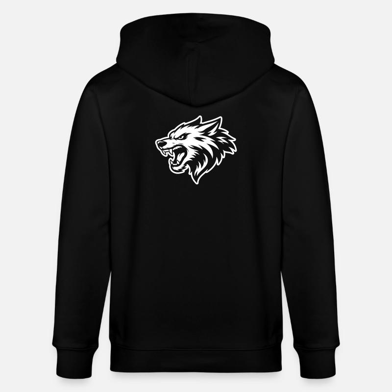 Wolf Kopf - Stanley/Stella Unisex Bio-Kapuzenjacke CULTIVATOR  - Schwarz