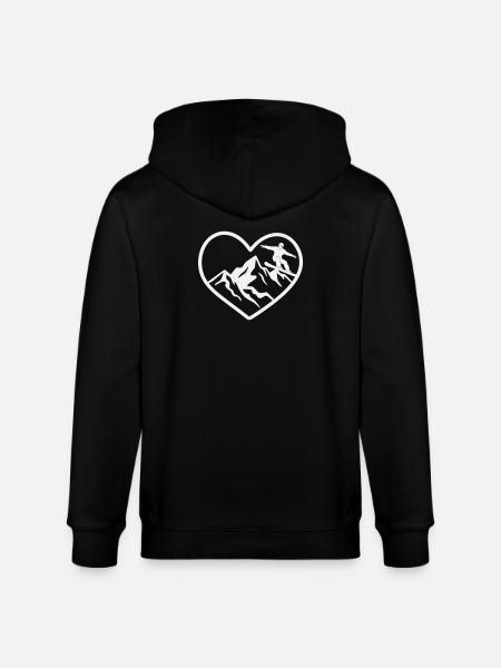 Heart, mountains and snowboarders - Stanley/Stella CULTIVATOR  Unisex Organic Hooded Jacket - black
