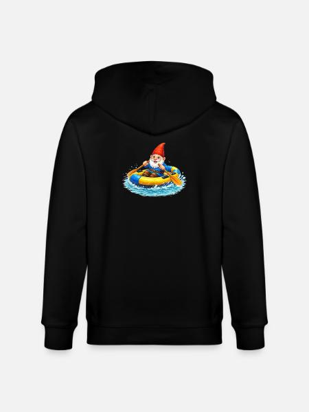 Gartenzwerg im Schlauchboot auf Sommerabenteuer - Stanley/Stella Unisex Bio-Kapuzenjacke CULTIVATOR  - Schwarz