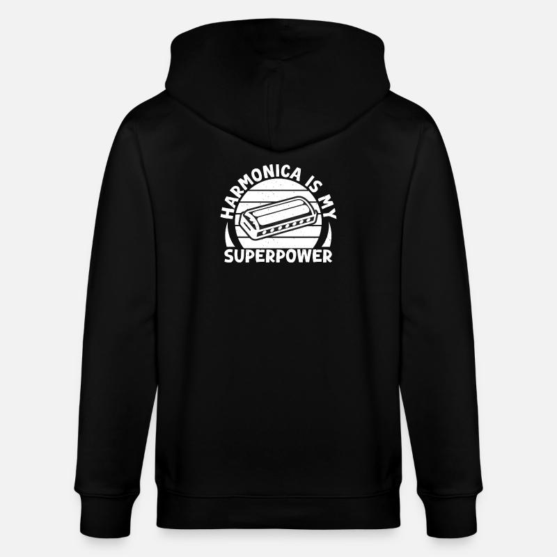 Harmonica Musican est mon superpouvoir Harmonica - Veste à capuche bio CULTIVATOR Stanley/Stella Unisexe - noir