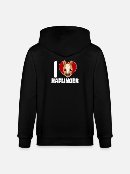 I love Haflinger heart - Stanley/Stella CULTIVATOR  Unisex Organic Hooded Jacket - black