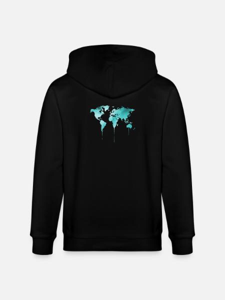 map of the world - Stanley/Stella CULTIVATOR Unisex Organic Hooded Jacket - black
