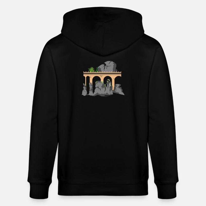 bastei saechsische schweiz berge geschenkidee - Stanley/Stella Unisex Bio-Kapuzenjacke CULTIVATOR  - Schwarz