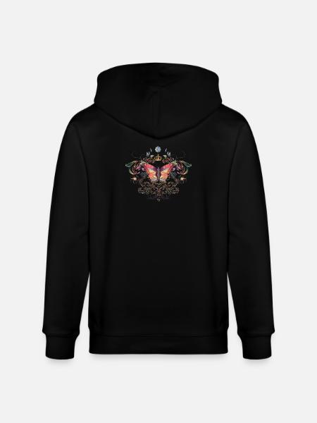 imaginative butterfly with crown - Stanley/Stella CULTIVATOR  Unisex Organic Hooded Jacket - black