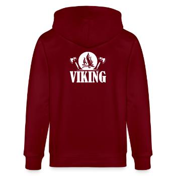 viking viking icon fire axe graphic logo icon - Stanley/Stella CULTIVATOR  Unisex Organic Hooded Jacket - burgundy - Back - Anna (173cm)
