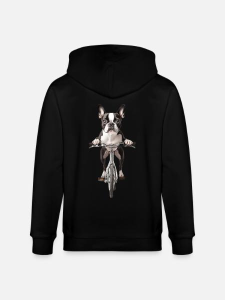 Boston Terrier - Stanley/Stella Unisex Bio-Kapuzenjacke CULTIVATOR  - Schwarz