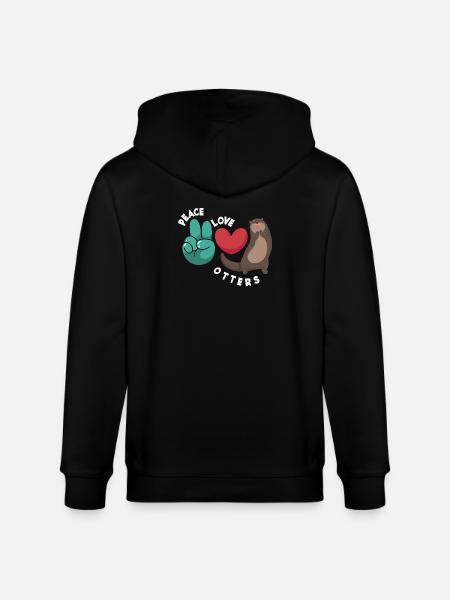 Seeotter Cartoon Frieden Liebe - Stanley/Stella Unisex Bio-Kapuzenjacke CULTIVATOR - Schwarz