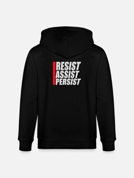 Resist Assist Persist Activism Motivation Logo - Stanley/Stella CULTIVATOR Unisex Organic Hooded Jacket - black