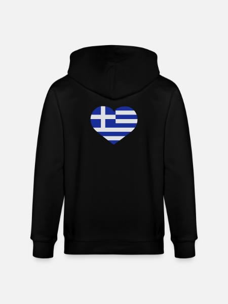 Griechenland Herzflagge - Stanley/Stella Unisex Bio-Kapuzenjacke CULTIVATOR - Schwarz