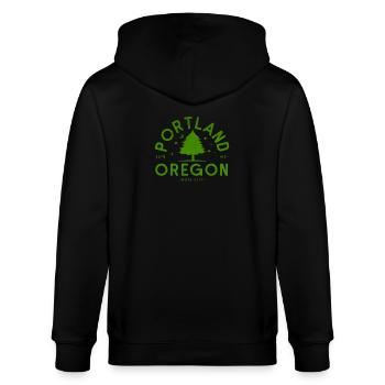 Portland Grüner Baum Logo - Stanley/Stella Unisex Bio-Kapuzenjacke CULTIVATOR  - Schwarz - Hinten - Anna (173cm)