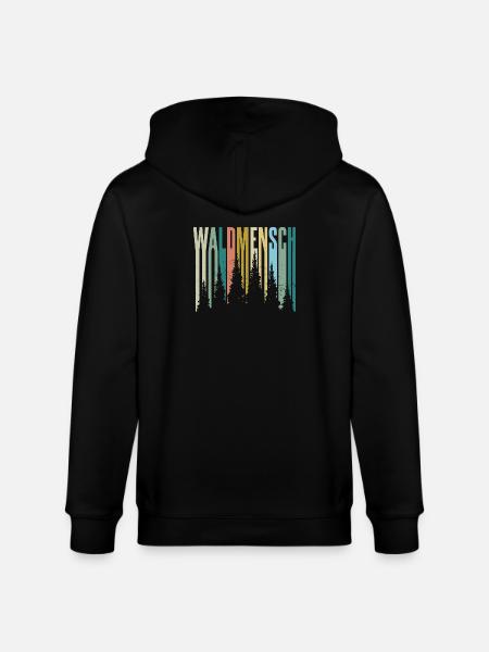 Waldmensch Farbpalette Waldsilhouetten - Stanley/Stella Unisex Bio-Kapuzenjacke CULTIVATOR - Schwarz