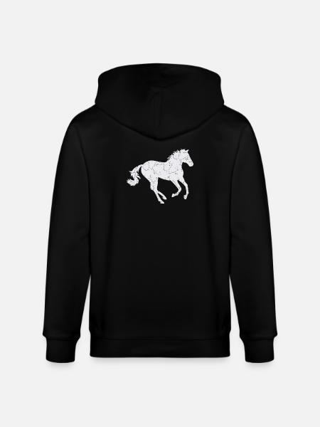 White horse galloping - Stanley/Stella CULTIVATOR Unisex Organic Hooded Jacket - black