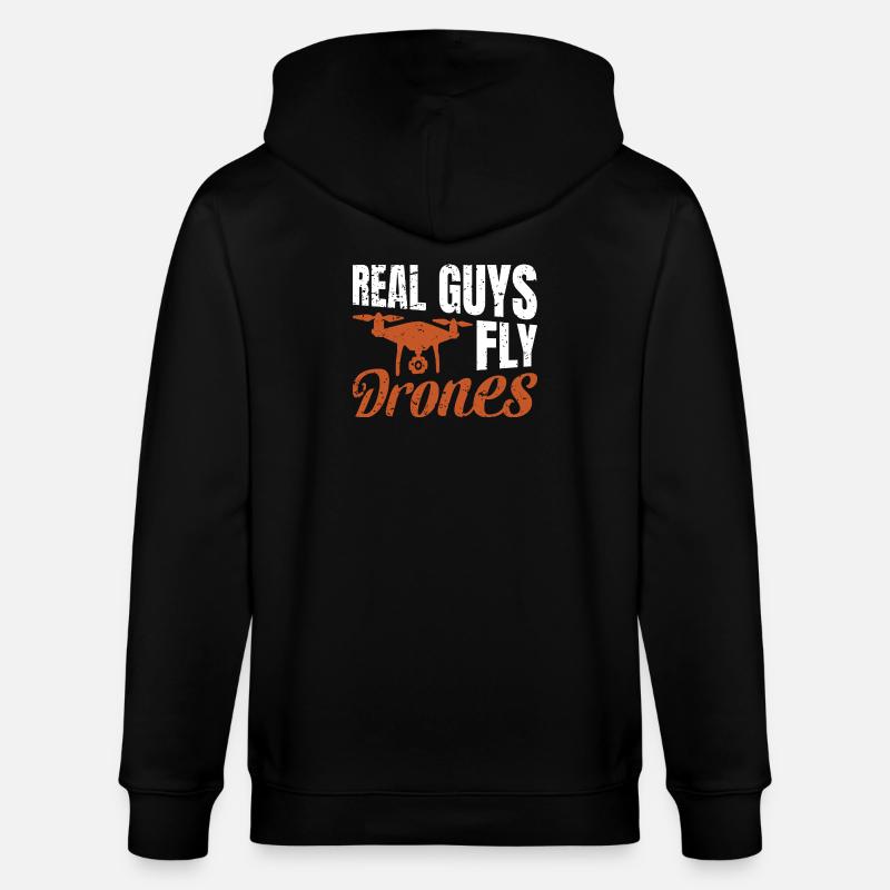 Real Guys fly Drones - Stanley/Stella Unisex Bio-Kapuzenjacke CULTIVATOR - Schwarz