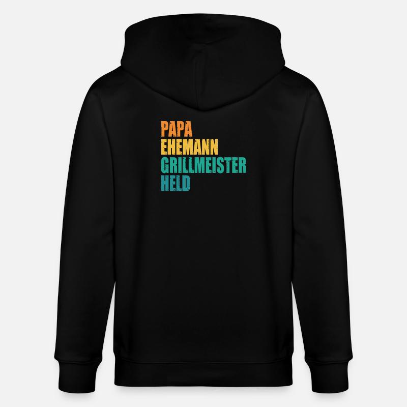 Papa Ehemann Grillmeister Held - Stanley/Stella Unisex Bio-Kapuzenjacke CULTIVATOR  - Schwarz