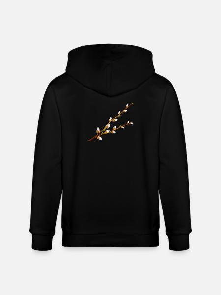 Delicate Palm Catkins Branches – Spring Motif - Stanley/Stella CULTIVATOR Unisex Organic Hooded Jacket - black