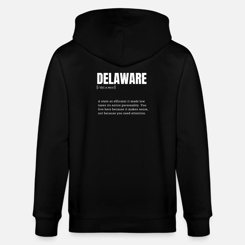 Delaware Neon Typography - Stanley/Stella CULTIVATOR  Unisex Organic Hooded Jacket - black