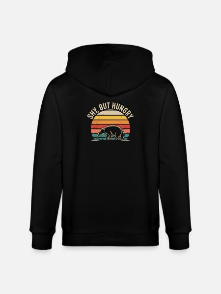 Timide, mais affamée | Fourmilier rétro - Veste à capuche bio CULTIVATOR Stanley/Stella Unisexe - noir