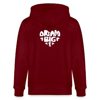 Dream Big! white - Stanley/Stella CULTIVATOR  Unisex Organic Hooded Jacket - burgundy - Back - Anna (173cm)