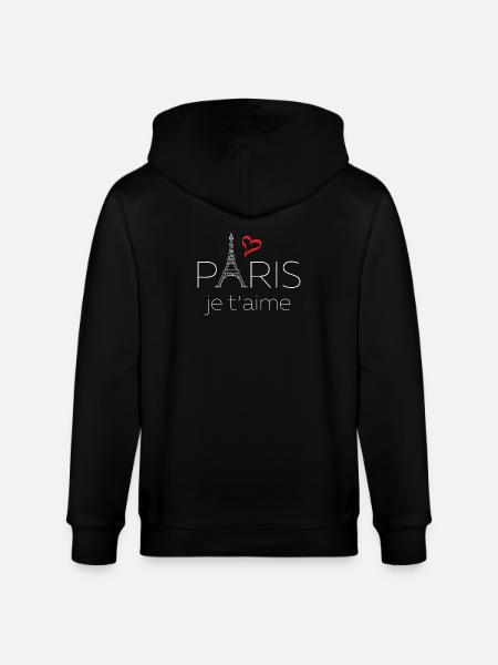 Paris Je T'aime - Stanley/Stella CULTIVATOR Unisex Organic Hooded Jacket - black