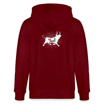 Aktien Bulle - Stanley/Stella Unisex Bio-Kapuzenjacke CULTIVATOR  - Burgunderrot - Hinten - Anna (173cm)