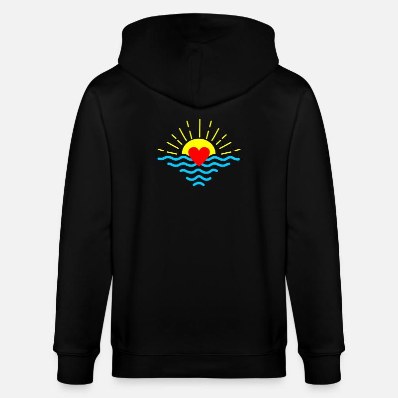 Coucher de soleil avec coeur - Veste à capuche bio CULTIVATOR Stanley/Stella Unisexe - noir