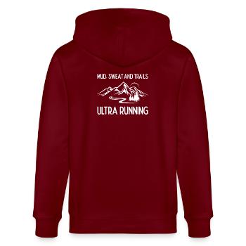 Ultra Running - Mud, Sweat and Trails - Stanley/Stella CULTIVATOR  Unisex Organic Hooded Jacket - burgundy - Back - Anna (173cm)