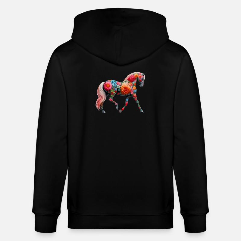 Pferd mit Blumen geschmückt - Stanley/Stella Unisex Bio-Kapuzenjacke CULTIVATOR  - Schwarz