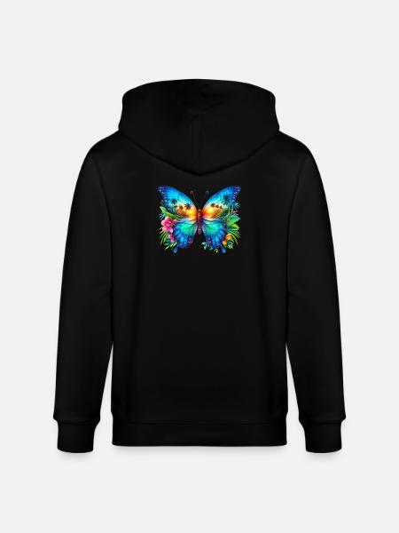 Schmetterling - Stanley/Stella Unisex Bio-Kapuzenjacke CULTIVATOR - Schwarz