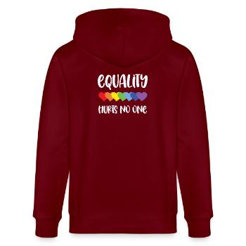 Mois de la fierté LGBT - L’égalité ne fait de mal à personne - Veste à capuche bio CULTIVATOR Stanley/Stella Unisexe - bordeaux - Dos - Anna (173cm)