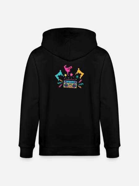 Boombox Neon Dancing Silhouettes - Stanley/Stella CULTIVATOR Unisex Organic Hooded Jacket - black