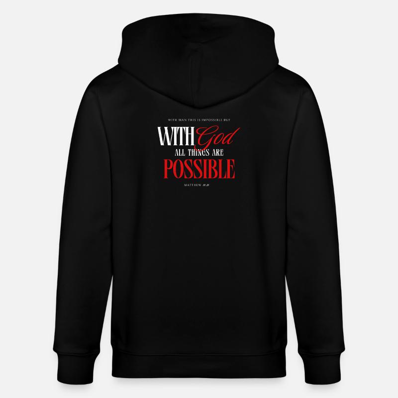 Avec Dieu, tout est possible - Veste à capuche bio CULTIVATOR Stanley/Stella Unisexe - noir
