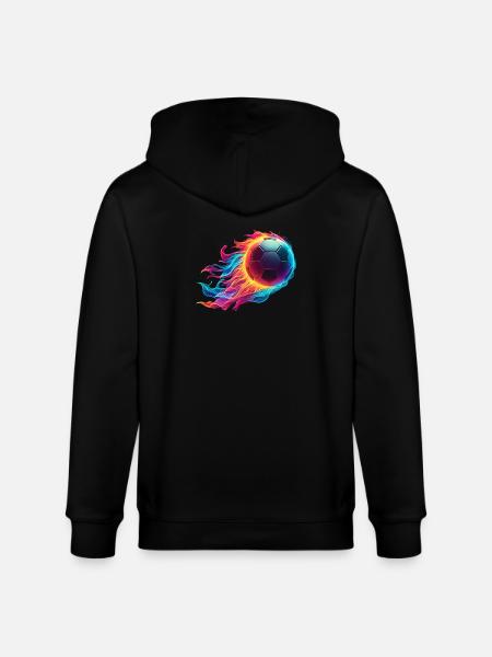 Fiery Football - Soccer Ball Fire - Stanley/Stella CULTIVATOR Unisex Organic Hooded Jacket - black