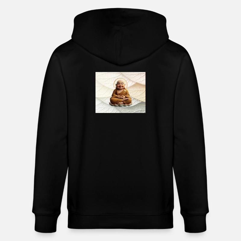 Buddha auf Blattmuster - Stanley/Stella Unisex Bio-Kapuzenjacke CULTIVATOR  - Schwarz