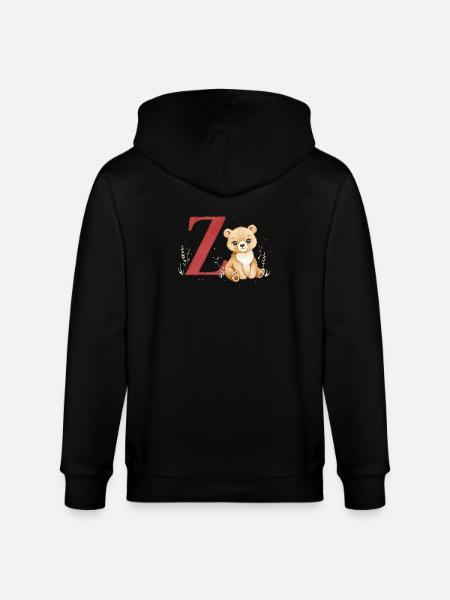 Z-Bear: Big Z with Bear - Stanley/Stella CULTIVATOR  Unisex Organic Hooded Jacket - black