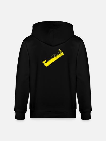 Brush Style Stripe - Diagonal Yellow - Stanley/Stella CULTIVATOR Unisex Organic Hooded Jacket - black