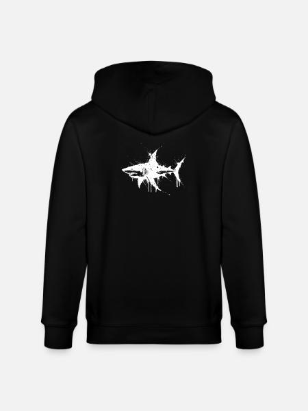 Requin Splatter Blanc - Veste à capuche bio CULTIVATOR Stanley/Stella Unisexe - noir