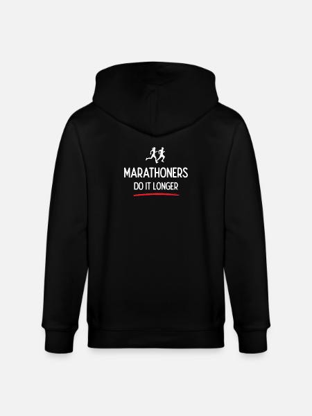 Marathoners Do It Longer - Stanley/Stella CULTIVATOR Unisex Organic Hooded Jacket - black