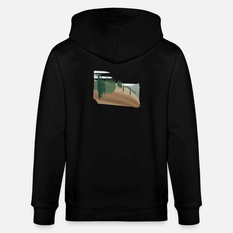 Pinienwald Hügellandschaft mit Struktur (modific.) - Stanley/Stella Unisex Bio-Kapuzenjacke CULTIVATOR  - Schwarz