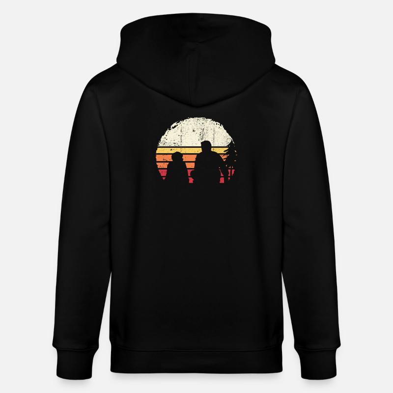 Sunset Silhouette on Beach - Stanley/Stella CULTIVATOR  Unisex Organic Hooded Jacket - black