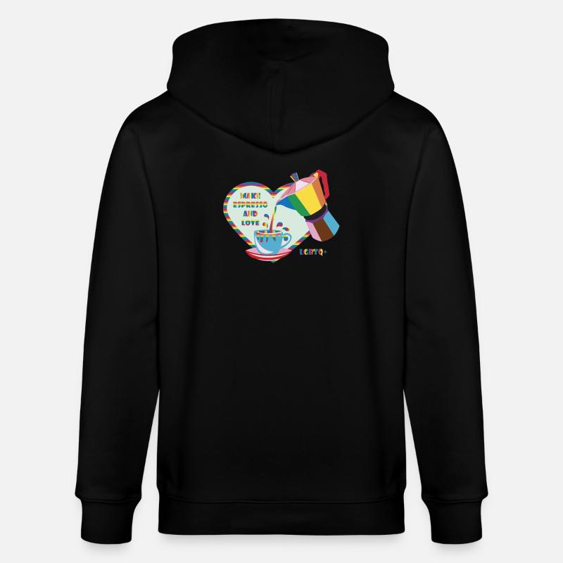 Espresso selber machen und :) lieben - Stanley/Stella Unisex Bio-Kapuzenjacke CULTIVATOR  - Schwarz