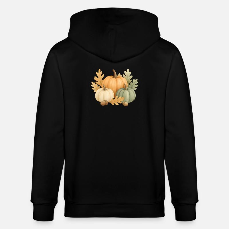  Kürbisse, Eichenlaub & Eicheln - Stanley/Stella Unisex Bio-Kapuzenjacke CULTIVATOR  - Schwarz