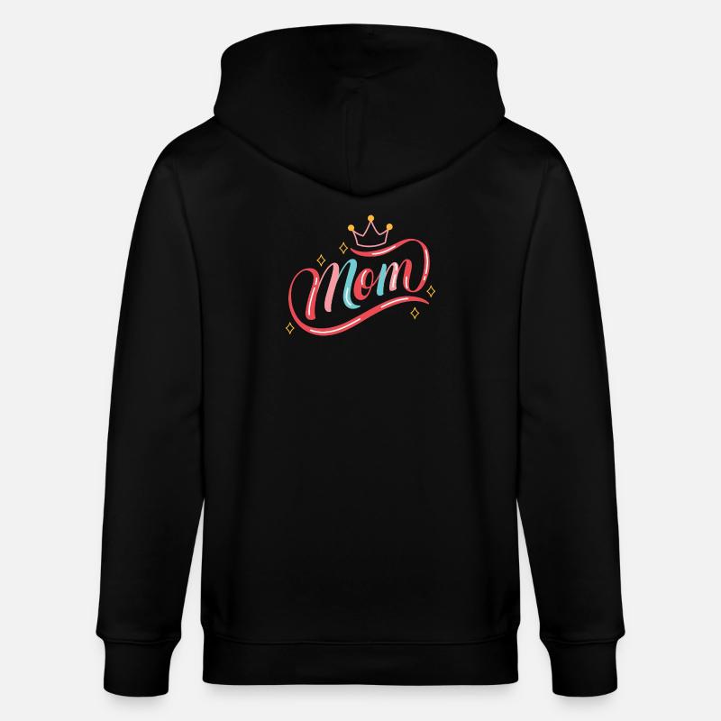 Crowned Mom Rainbow Script - Stanley/Stella CULTIVATOR  Unisex Organic Hooded Jacket - black