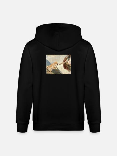 Dog God Hand Pomeranian Dog meme - Stanley/Stella CULTIVATOR  Unisex Organic Hooded Jacket - black