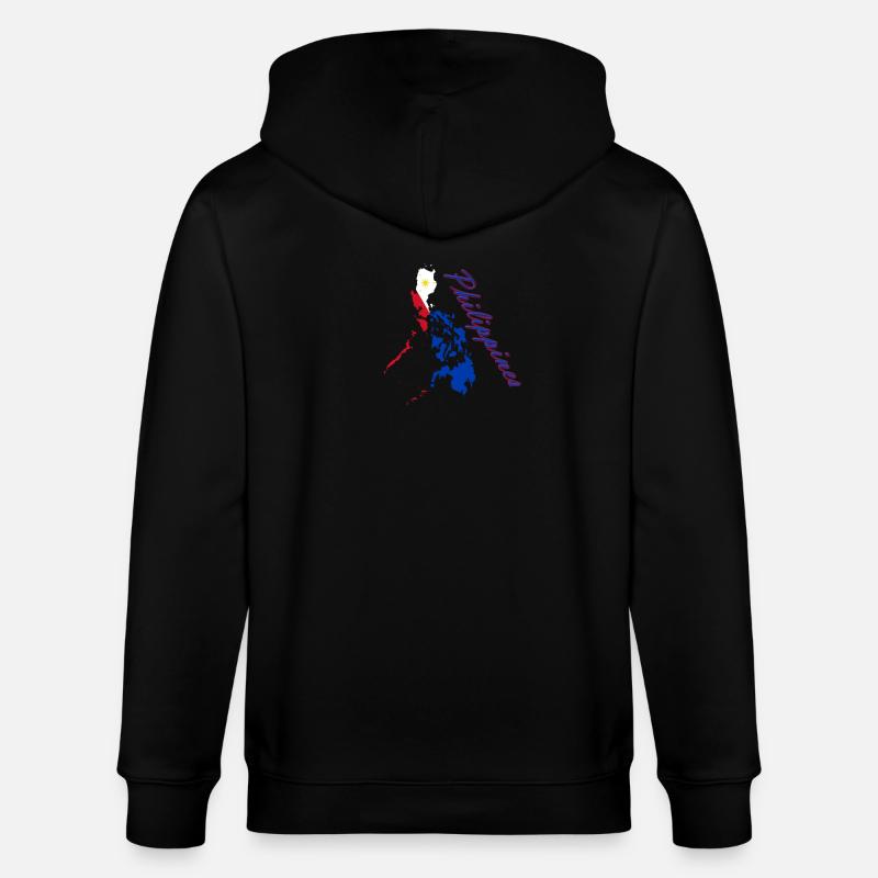 Philippines Flag Map Script - Stanley/Stella CULTIVATOR  Unisex Organic Hooded Jacket - black