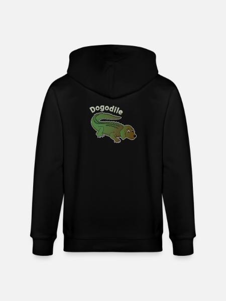 Dogodile Dog Crocodile Design - Stanley/Stella CULTIVATOR Unisex Organic Hooded Jacket - black