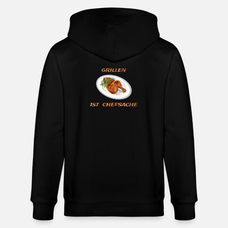 Hähnchen Grillen - Stanley/Stella Unisex Bio-Kapuzenjacke CULTIVATOR  - Schwarz