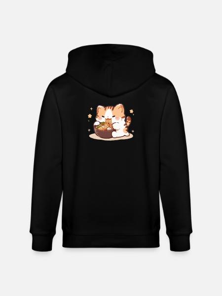 Cat Eating Spaghetti Meme - Stanley/Stella CULTIVATOR Unisex Organic Hooded Jacket - black